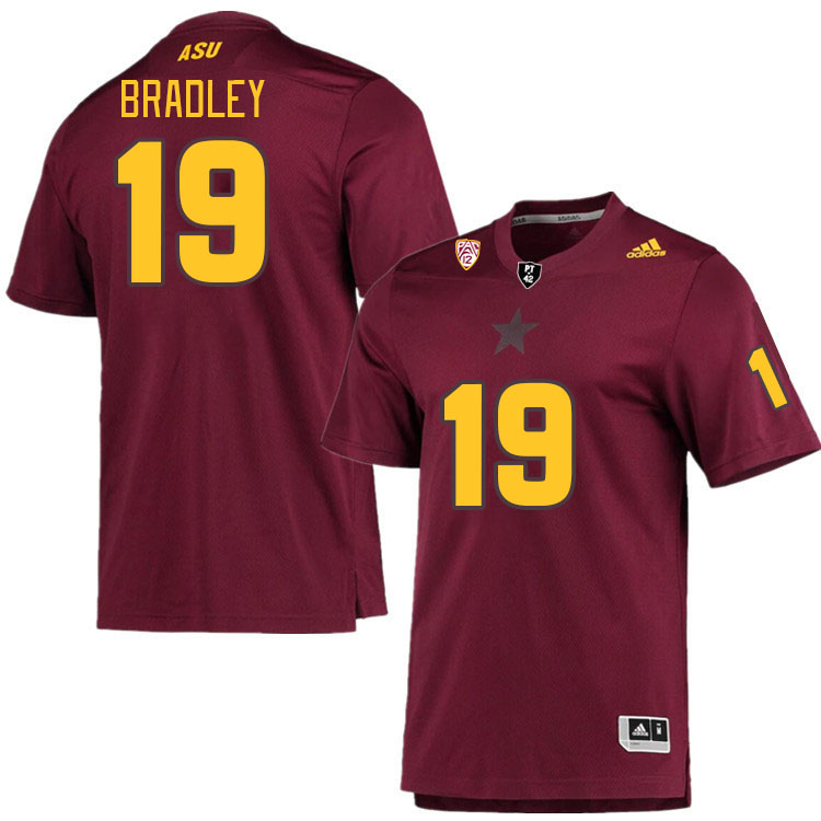 Men #19 Keontez Bradley Arizona State Sun Devils College Football Jerseys Stitched Sale-Maroon